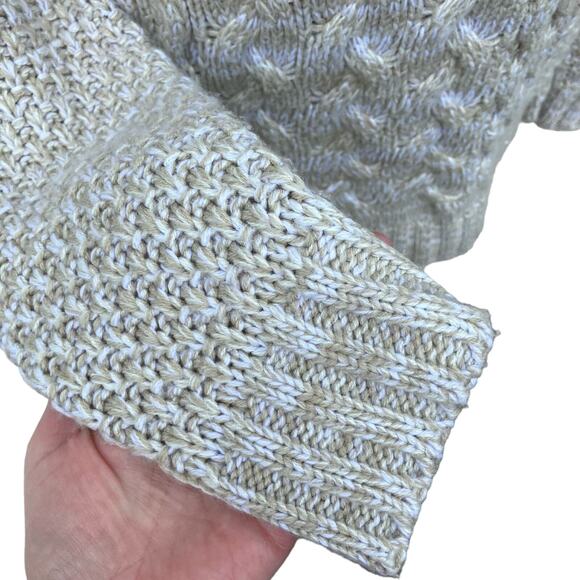 Cabelas Cable Knit Sweater Sz M Cream Cowl Neck Chunky Cozy Fisherman Career - Picture 5 of 13